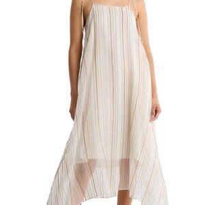 Joie Roisin Tie Strap Silk & Cotton Trapeze Dress in Boa